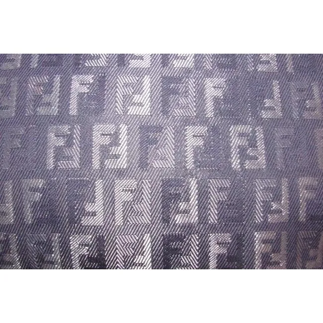 Fendi Style Shoulder Purse Zucchino Or Small F Logo Print Canvas In Shades Of Blues And Grey And Cam