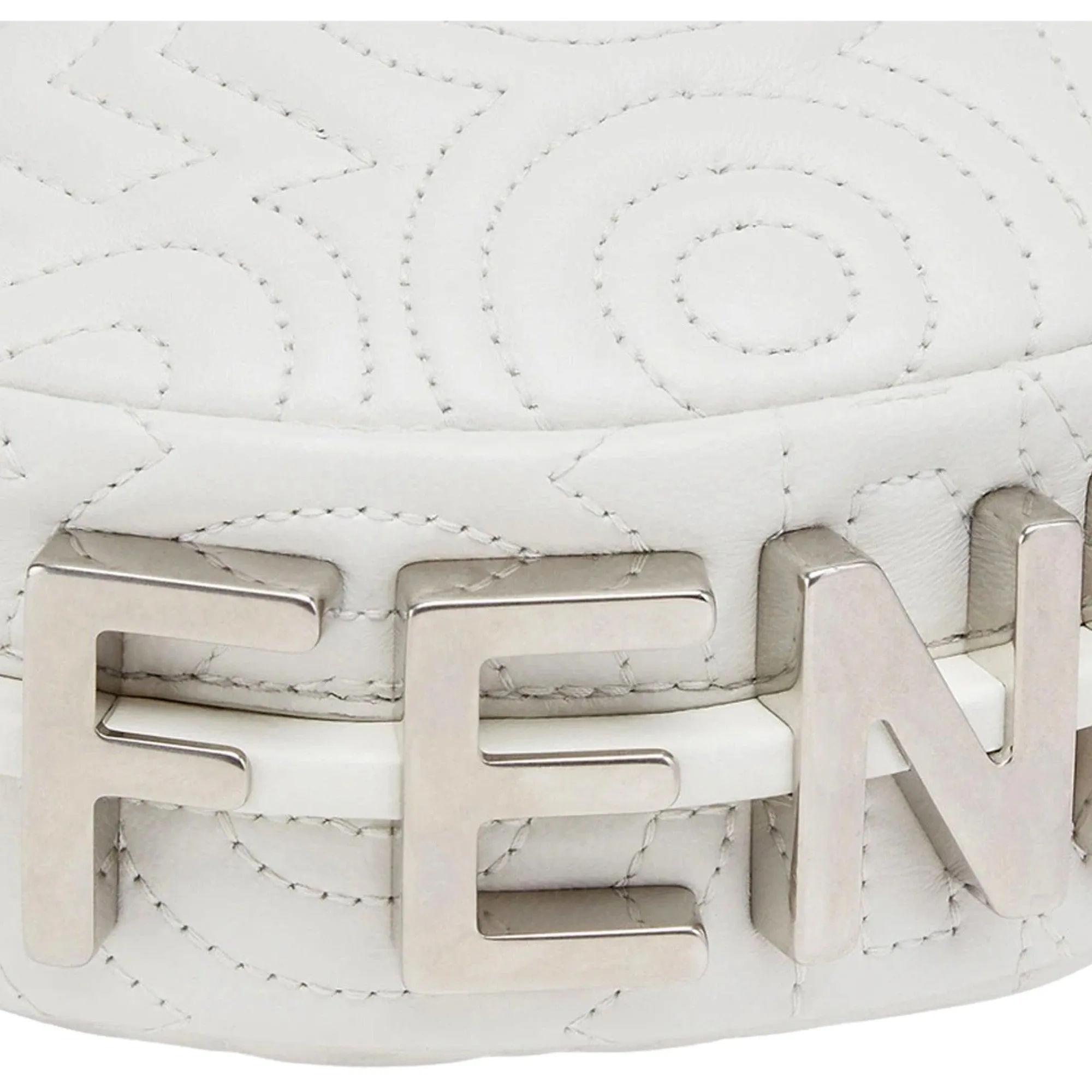 Fendi x Marc Jacobs Fendigraphy Blanco Hobo Leather Nano Bag