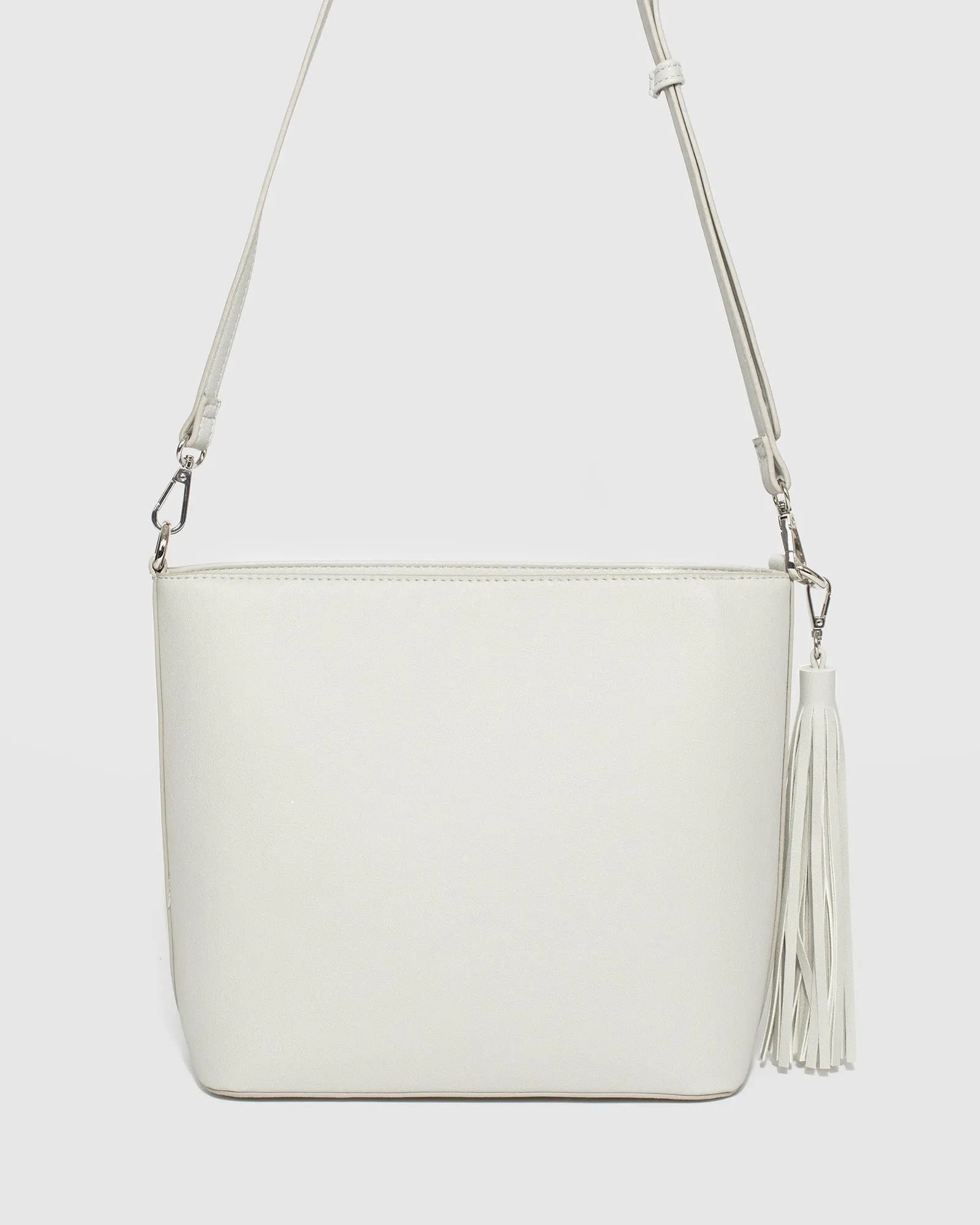 Grey Pia Tassel Medium Crossbody Bag