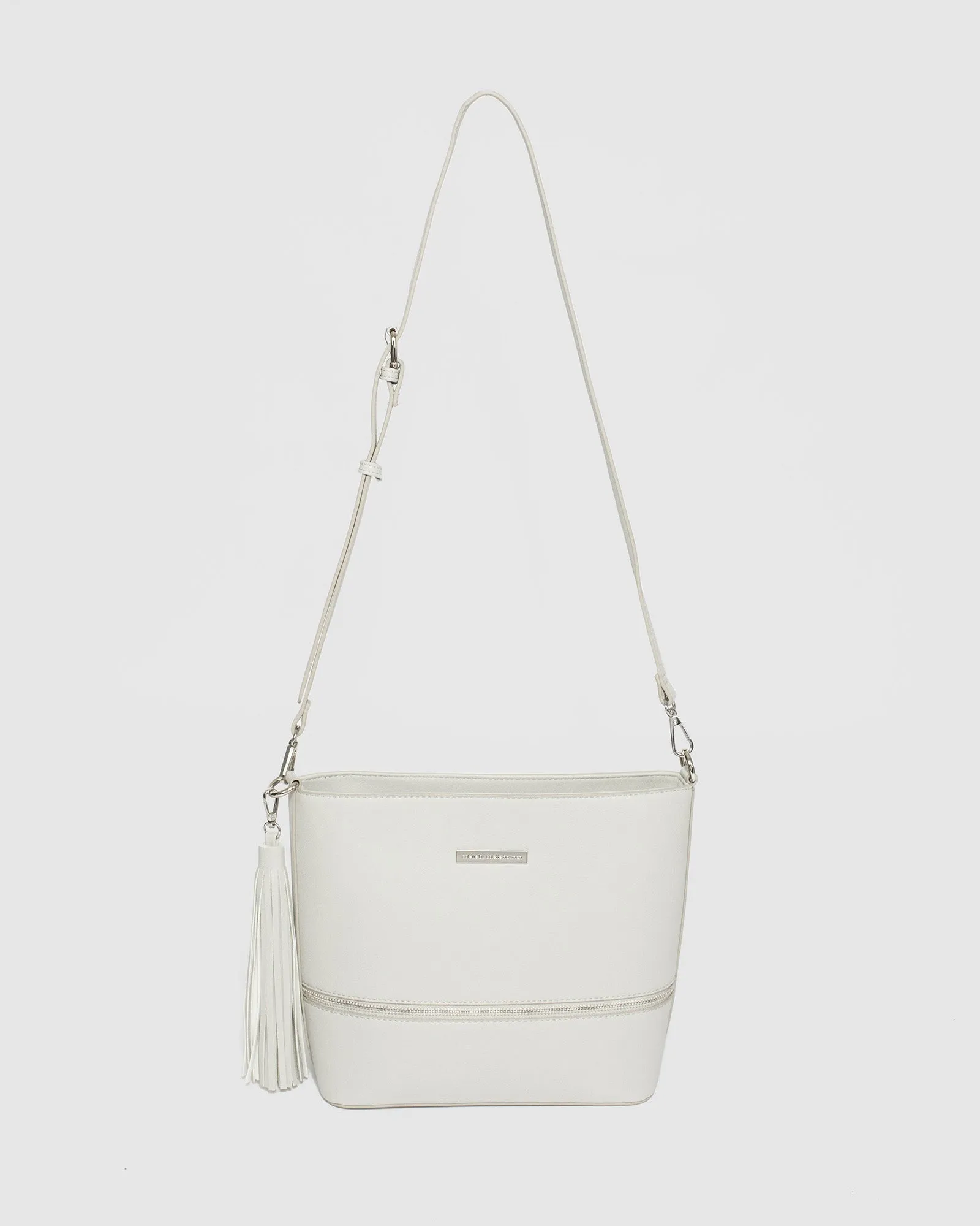 Grey Pia Tassel Medium Crossbody Bag
