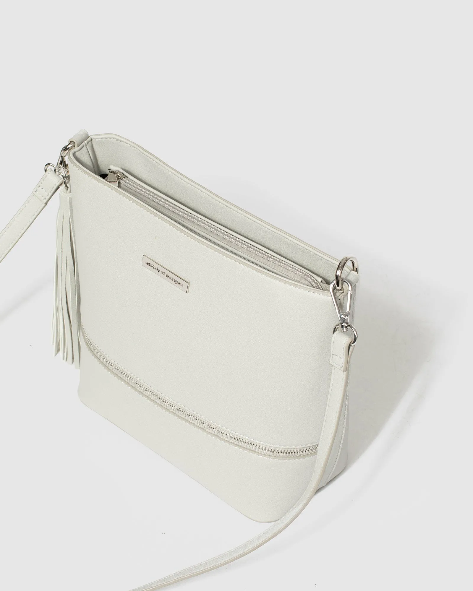 Grey Pia Tassel Medium Crossbody Bag