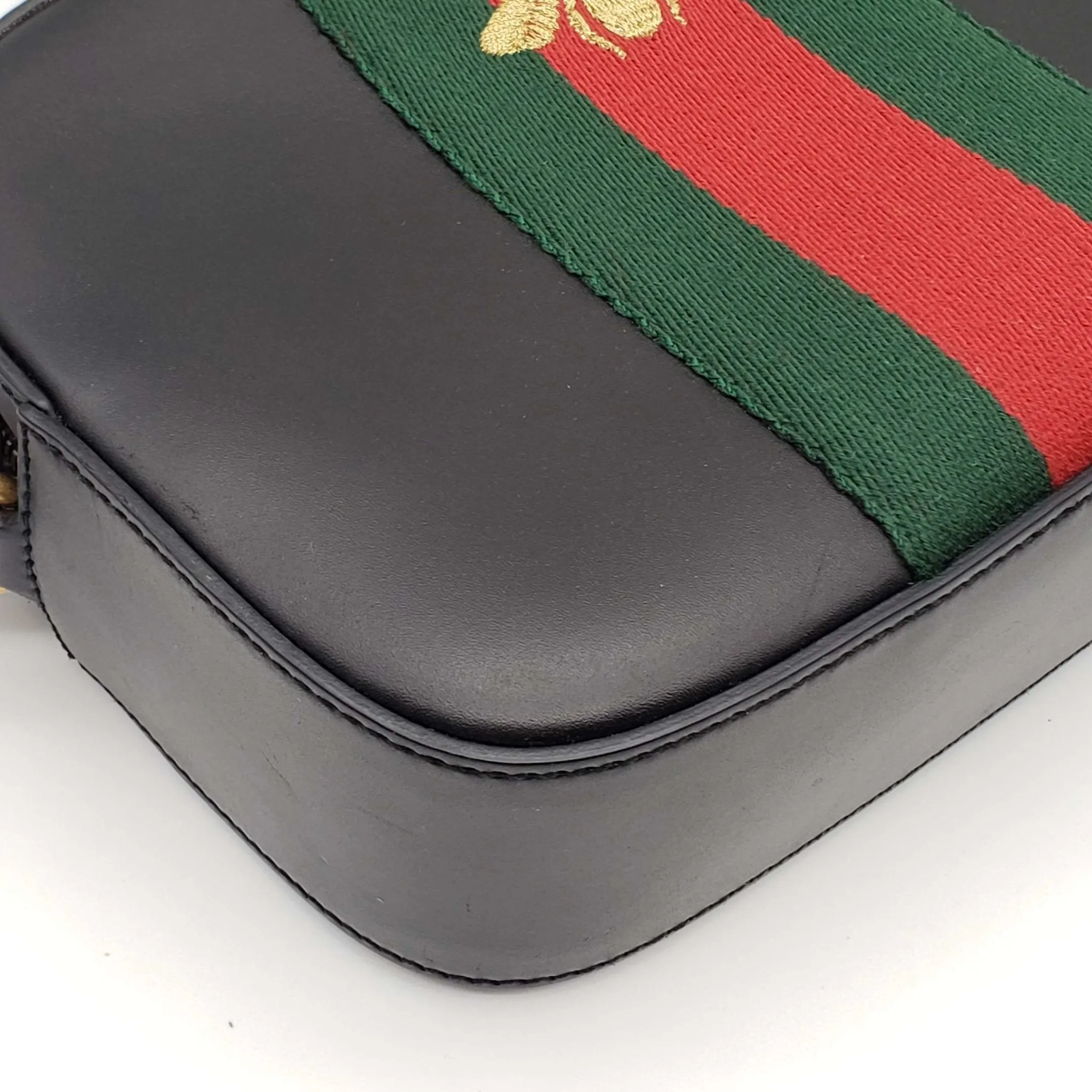 Gucci Bee Camera Black Leather Crossbody Bag