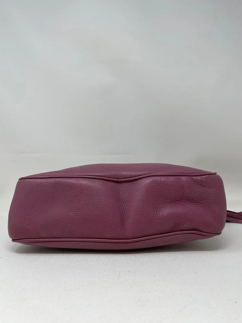 Gucci Burgundy Leather Camera Bag Gold Chain Strap Medium Size