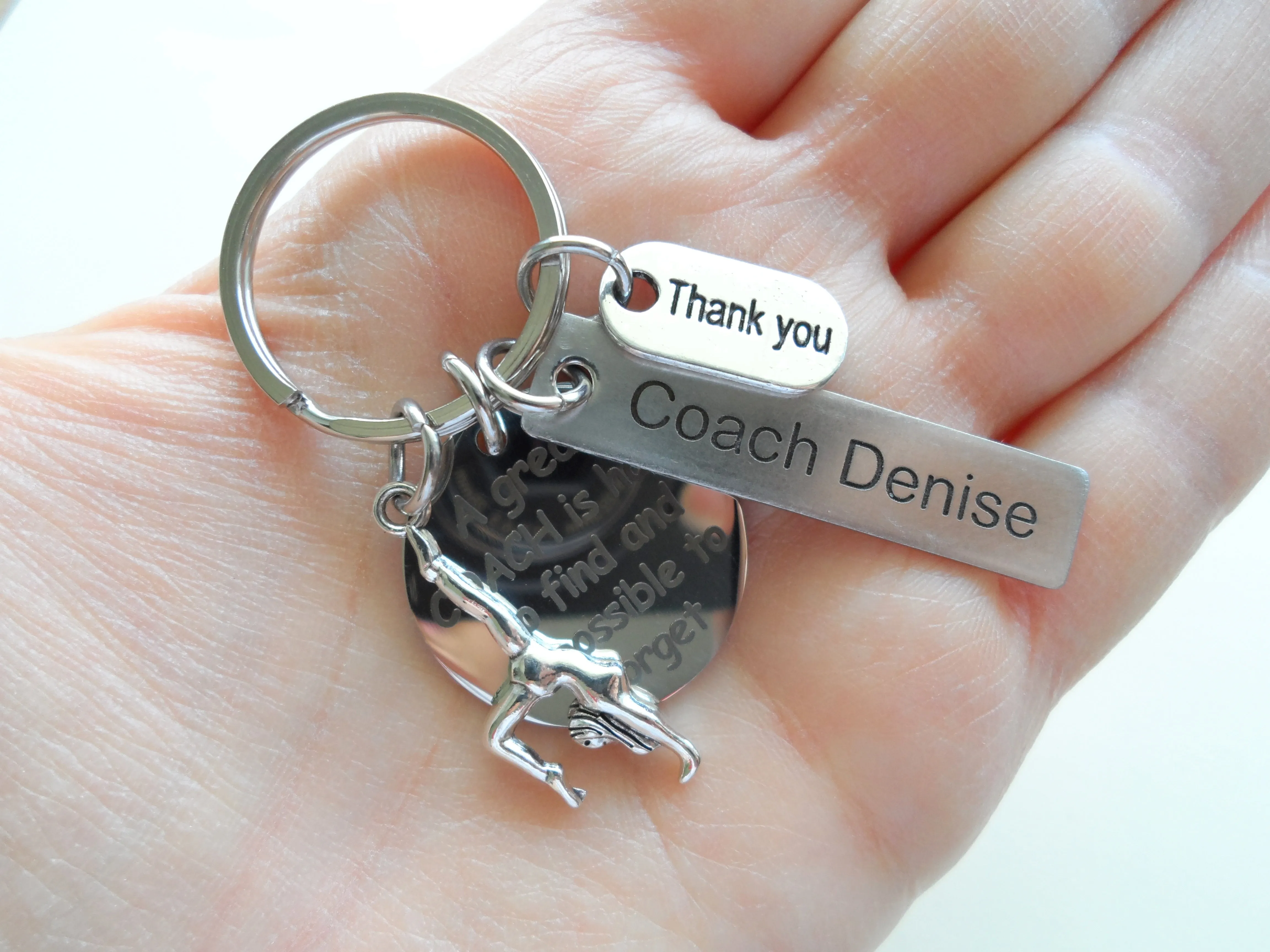 Gymnastic Coach Appreciation Gift • Engraved "A Great Coach is Impossible to Forget" Keychain | Jewelry Everyday