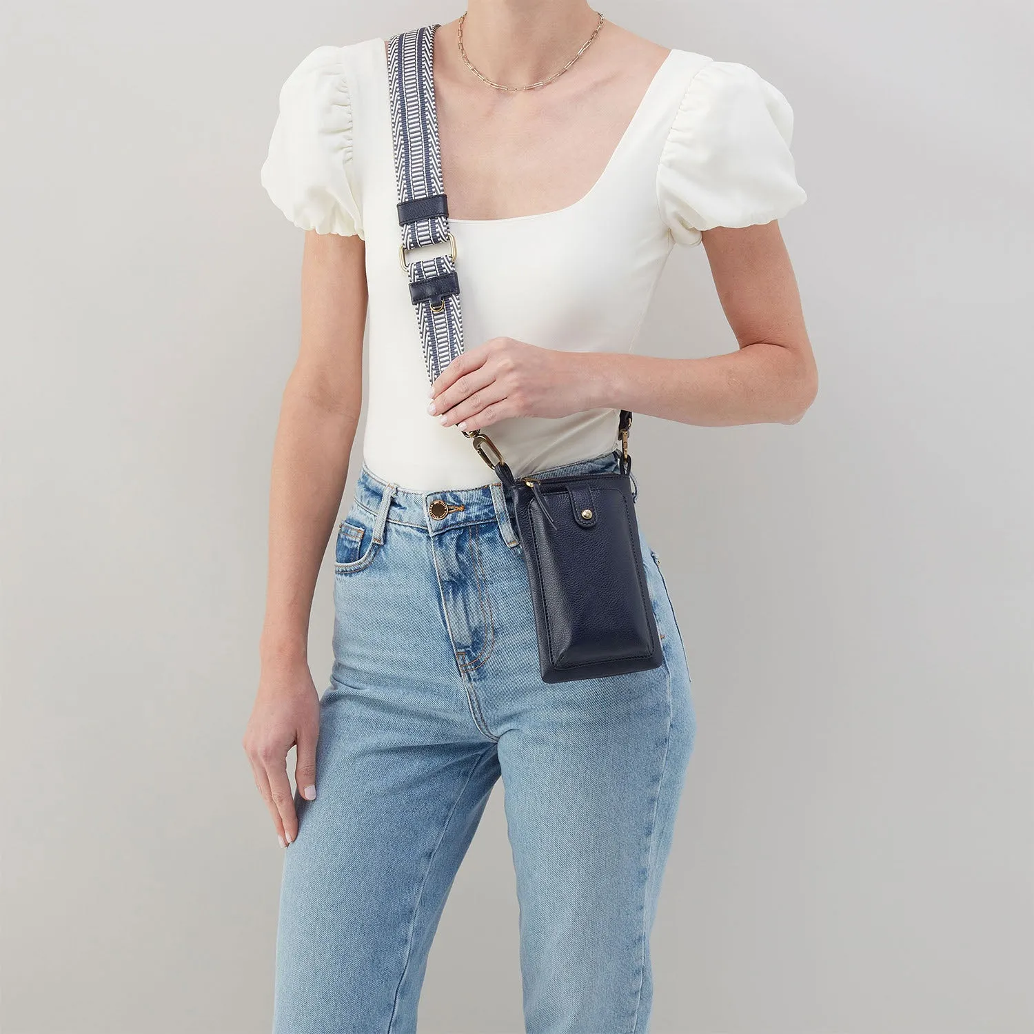 Hobo Cass Phone Crossbody Sapphire Pebbled Leather
