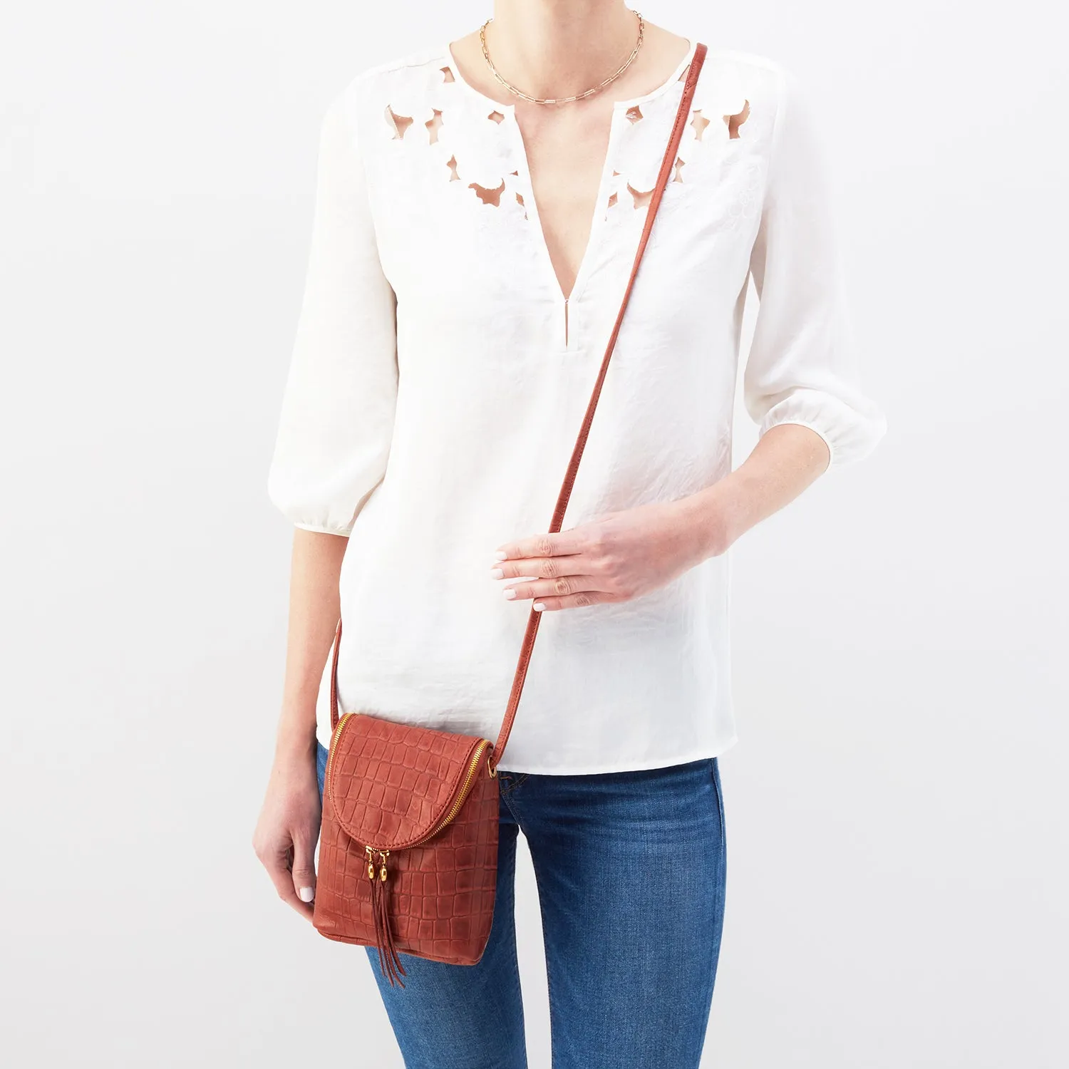 Hobo Fern Brandy Soft Croc Leather