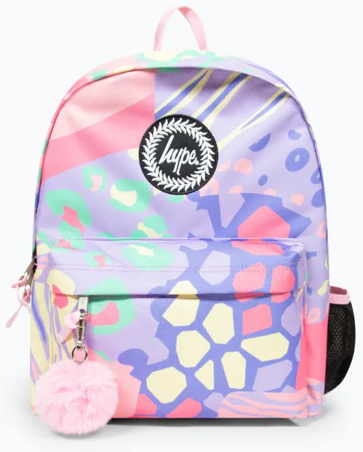 Hype Multi Pastel Prints Badge Backpack