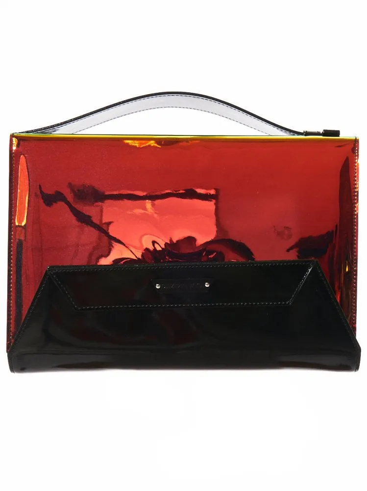 Iridescent Zippered Hand Bag (16A08004 RED)