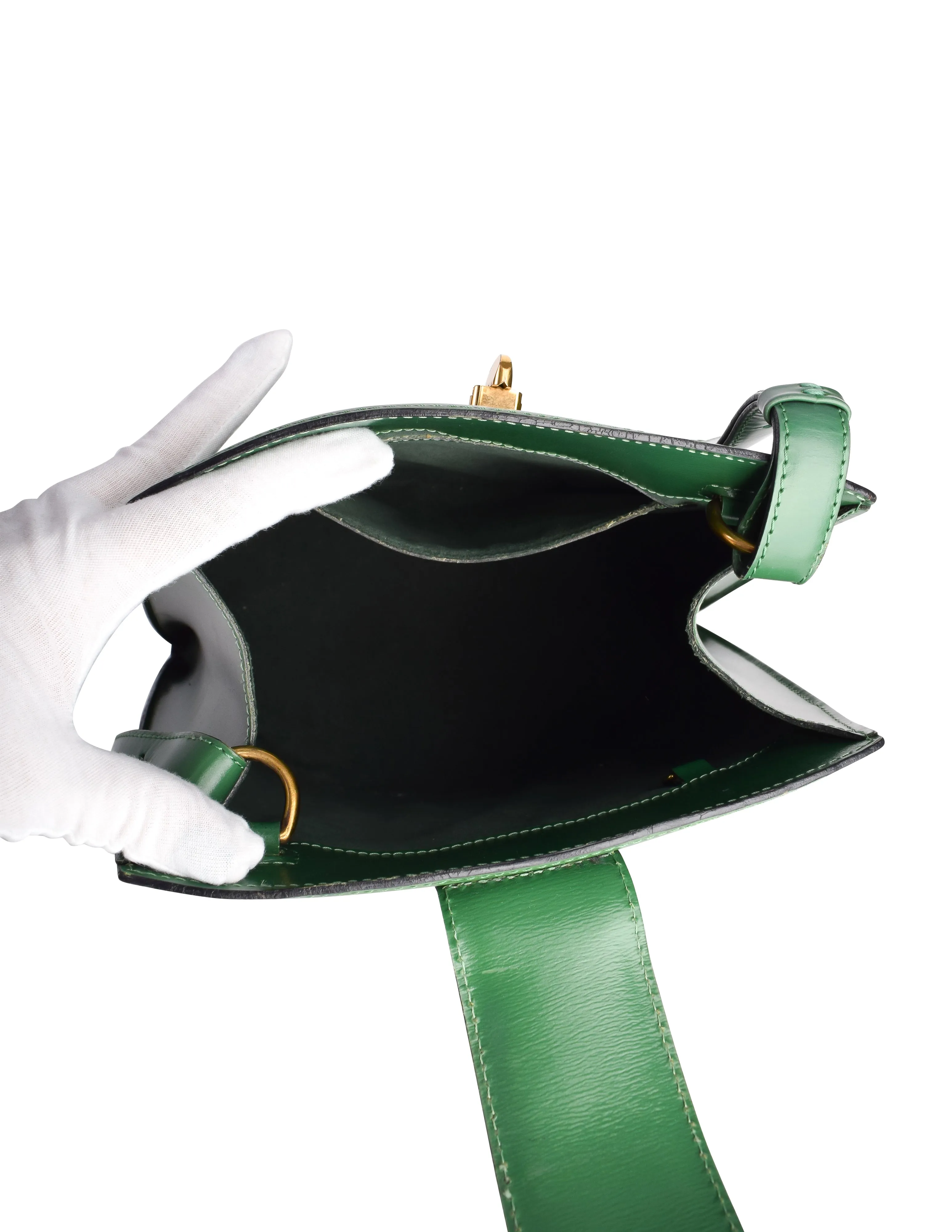Louis Vuitton Vintage Cluny Green Epi Leather Bucket Shoulder Bag