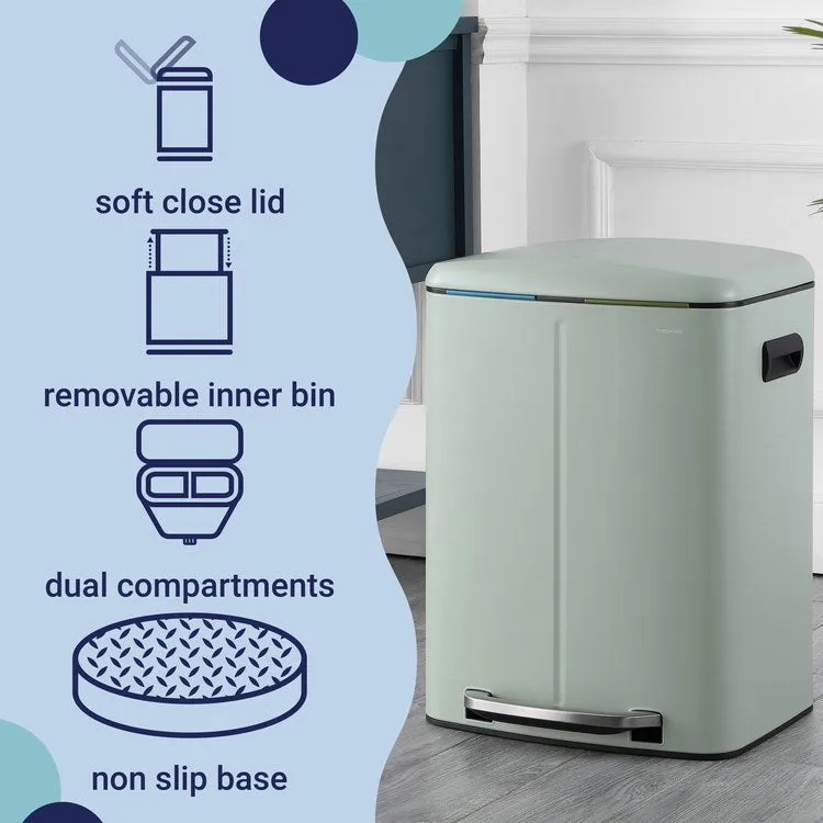 Marco Rectangular 10.5-Gallon Double Bucket Trash Can - Pistachio Gelato