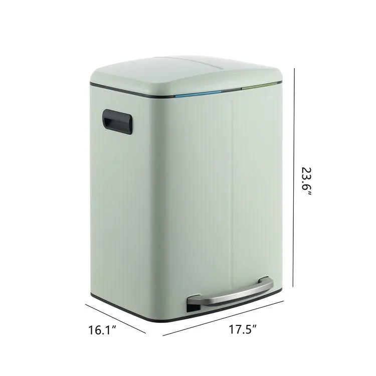 Marco Rectangular 10.5-Gallon Double Bucket Trash Can - Pistachio Gelato