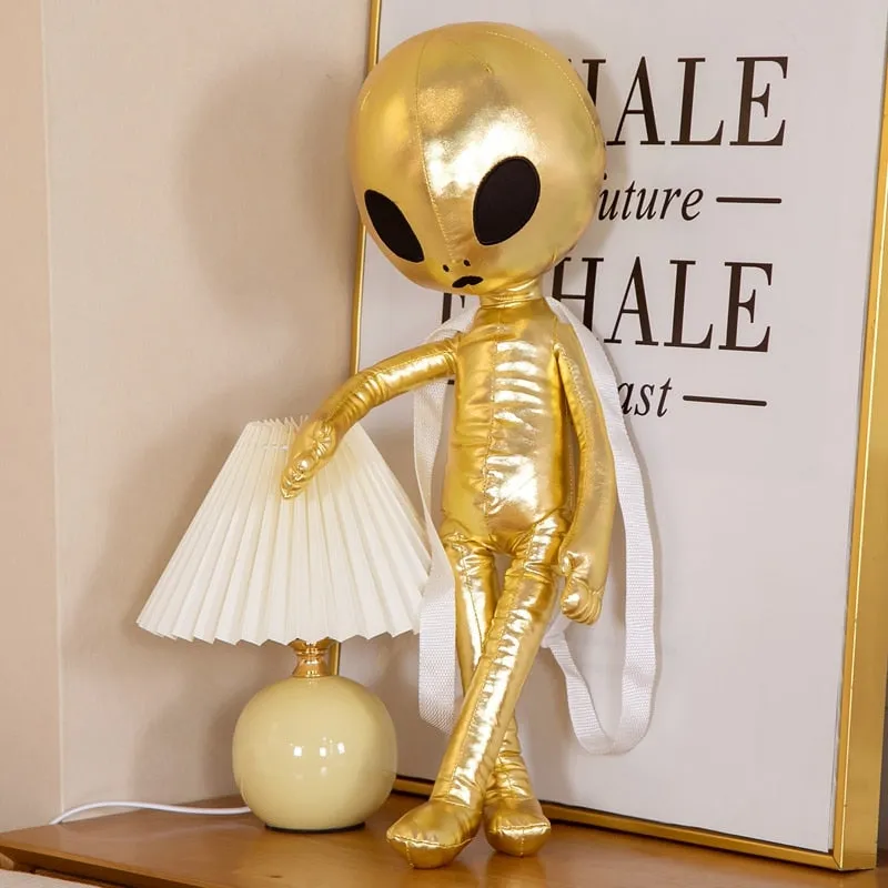 Metallic Alien Plush Backpacks