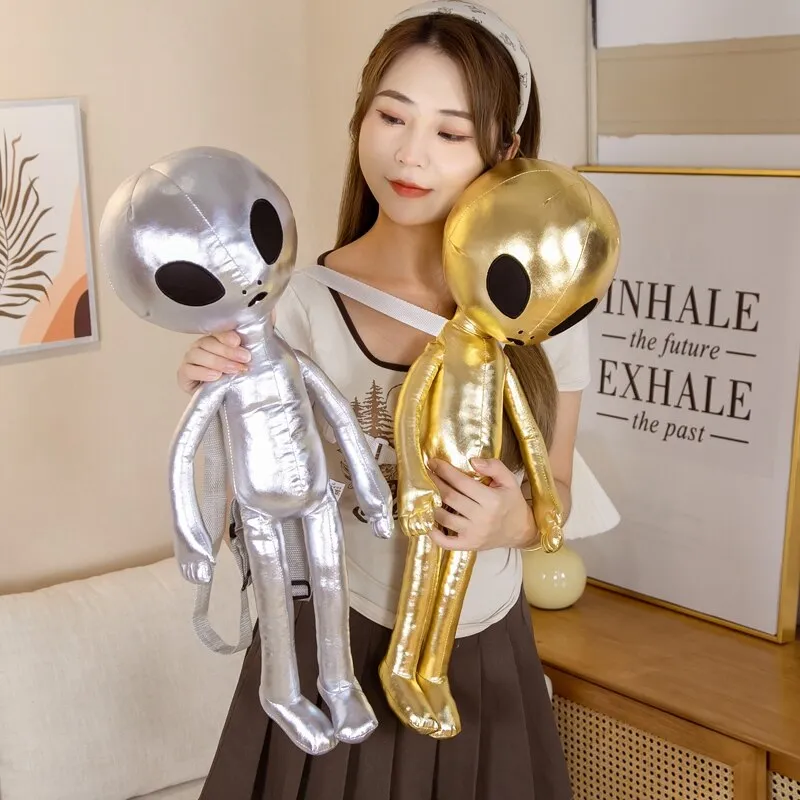 Metallic Alien Plush Backpacks