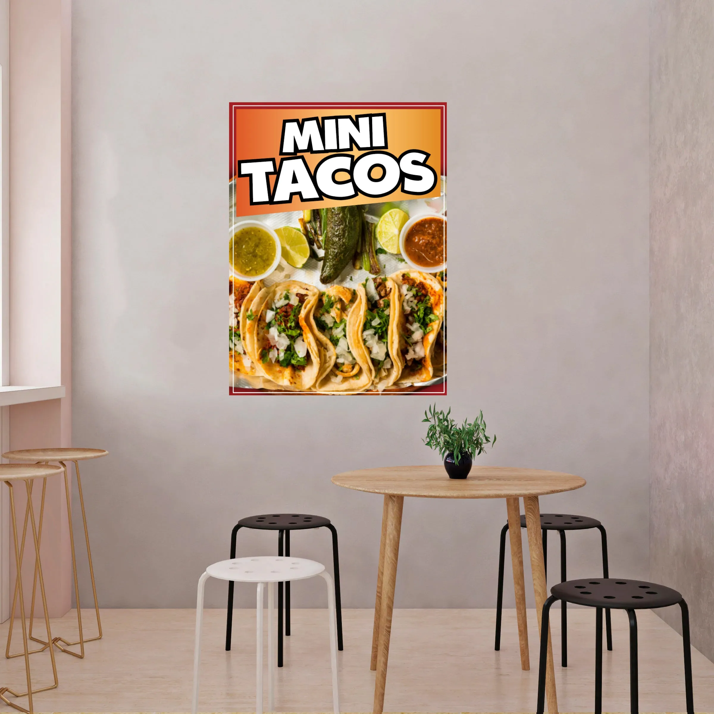 Mini Tacos Sticker Window Decal Truck Concession Vinyl Restaurant Wall poster Sticker Food Decal Mini TacosSigns