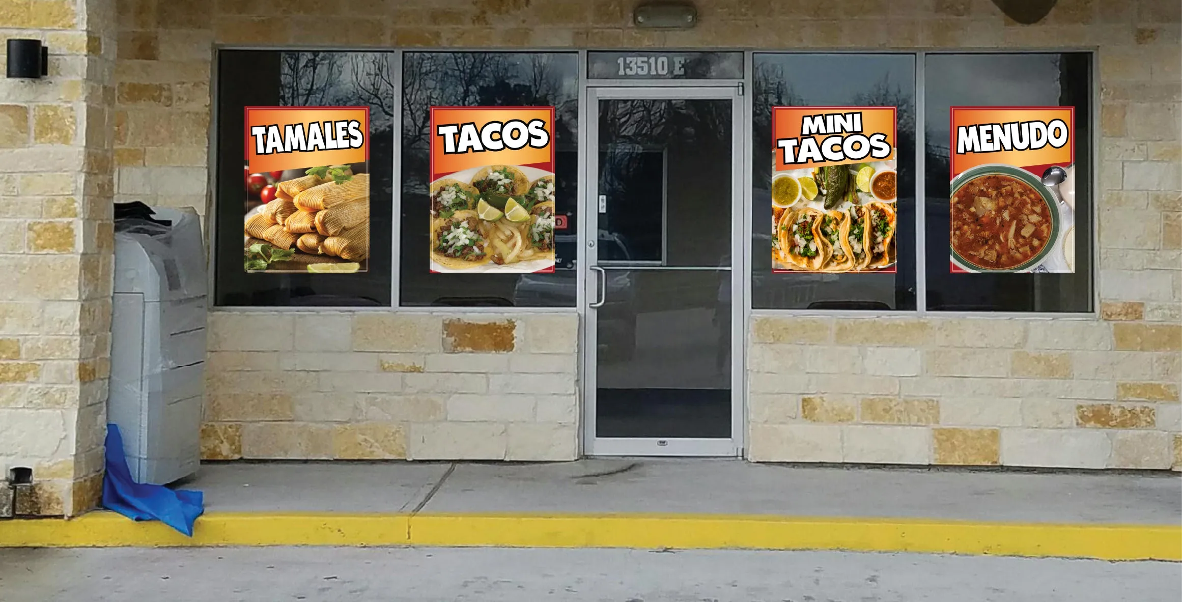 Mini Tacos Sticker Window Decal Truck Concession Vinyl Restaurant Wall poster Sticker Food Decal Mini TacosSigns