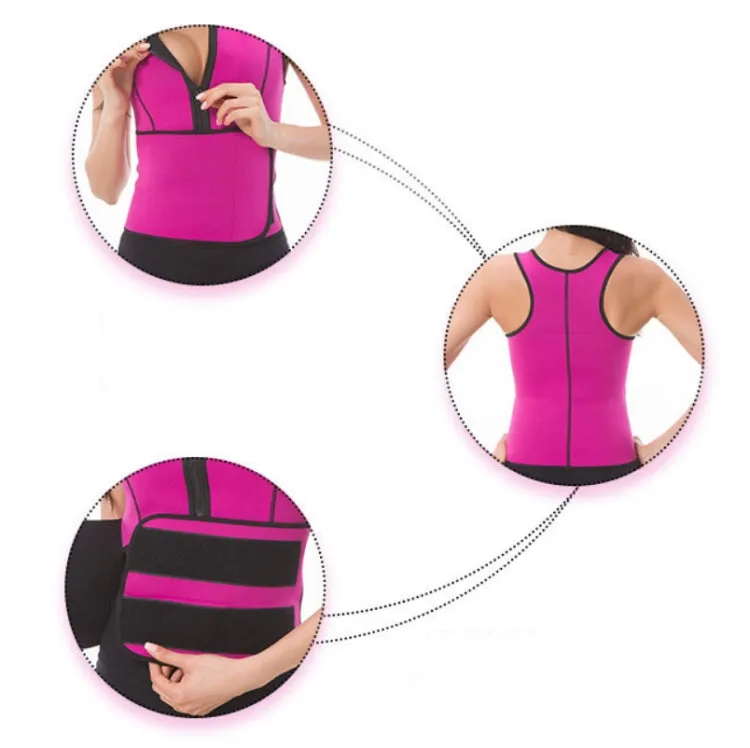 Neoprene Corset Yoga Vest Sweat Suit Postpartum Belly Belt, Size:M(Rose Red)