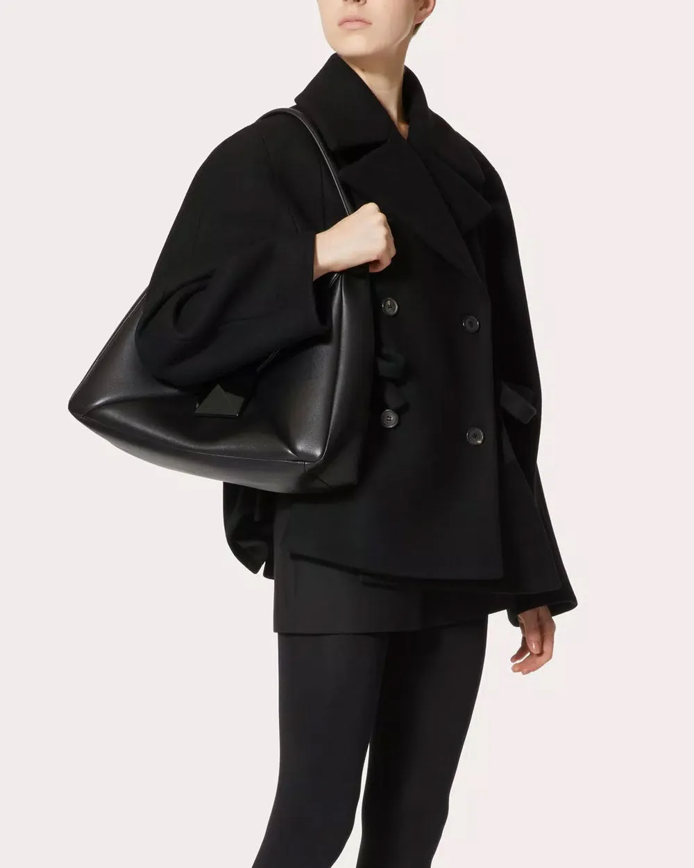 One Stud Maxi Hobo Bag in Black