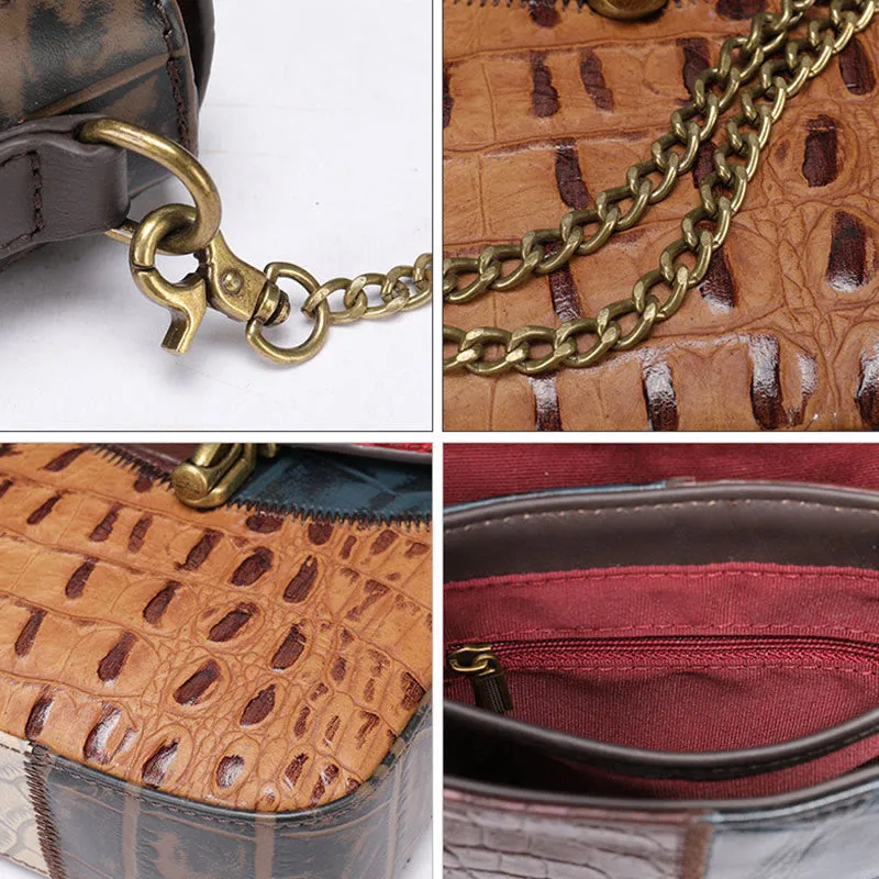 Small Chain Bag For Women Mix Color Leather Crossbody Phone Bag