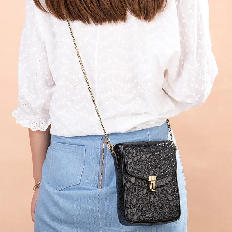 Small Chain Bag For Women Mix Color Leather Crossbody Phone Bag