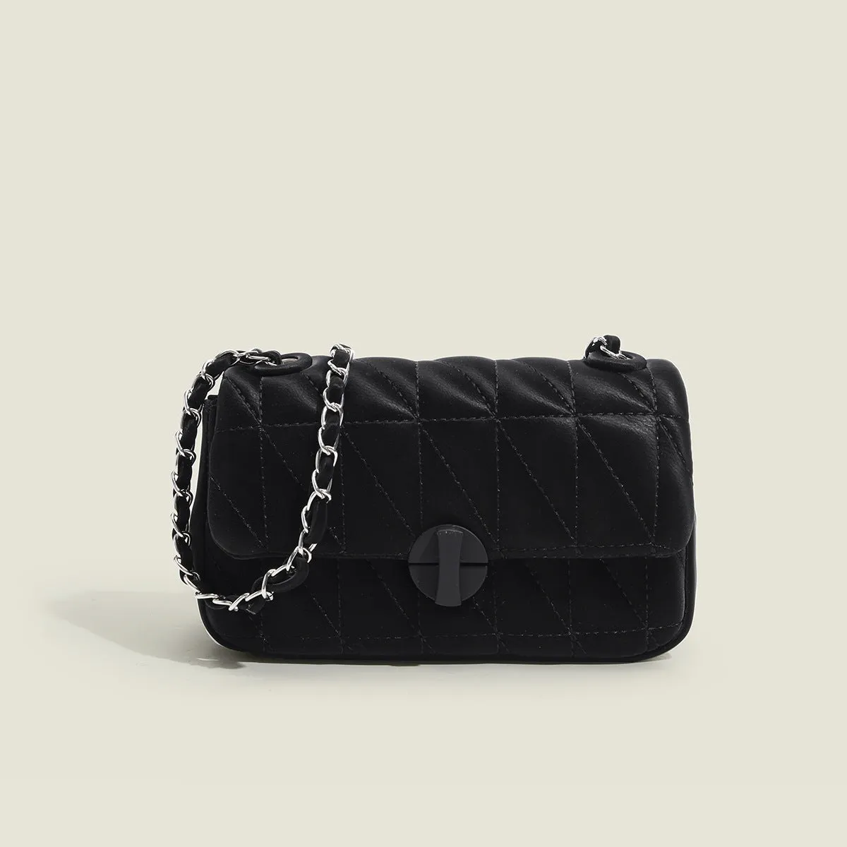 Sohiwoo Solid Color Quilted Plaid Shoulder Bag Crossbody Bag Versatile Phone Storage Bag & Coin Purse