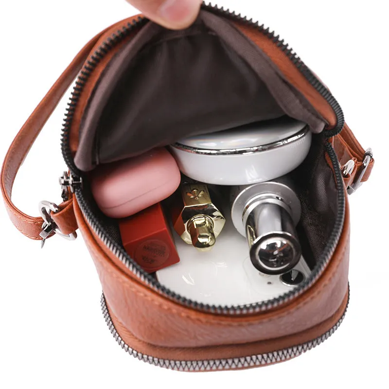 Sohiwoo Solid Color Shoulder Bag Retro Small Phone Bag Simple Faux Leather Crossbody Bag