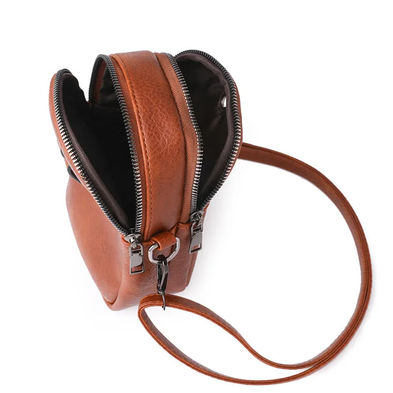 Sohiwoo Solid Color Shoulder Bag Retro Small Phone Bag Simple Faux Leather Crossbody Bag