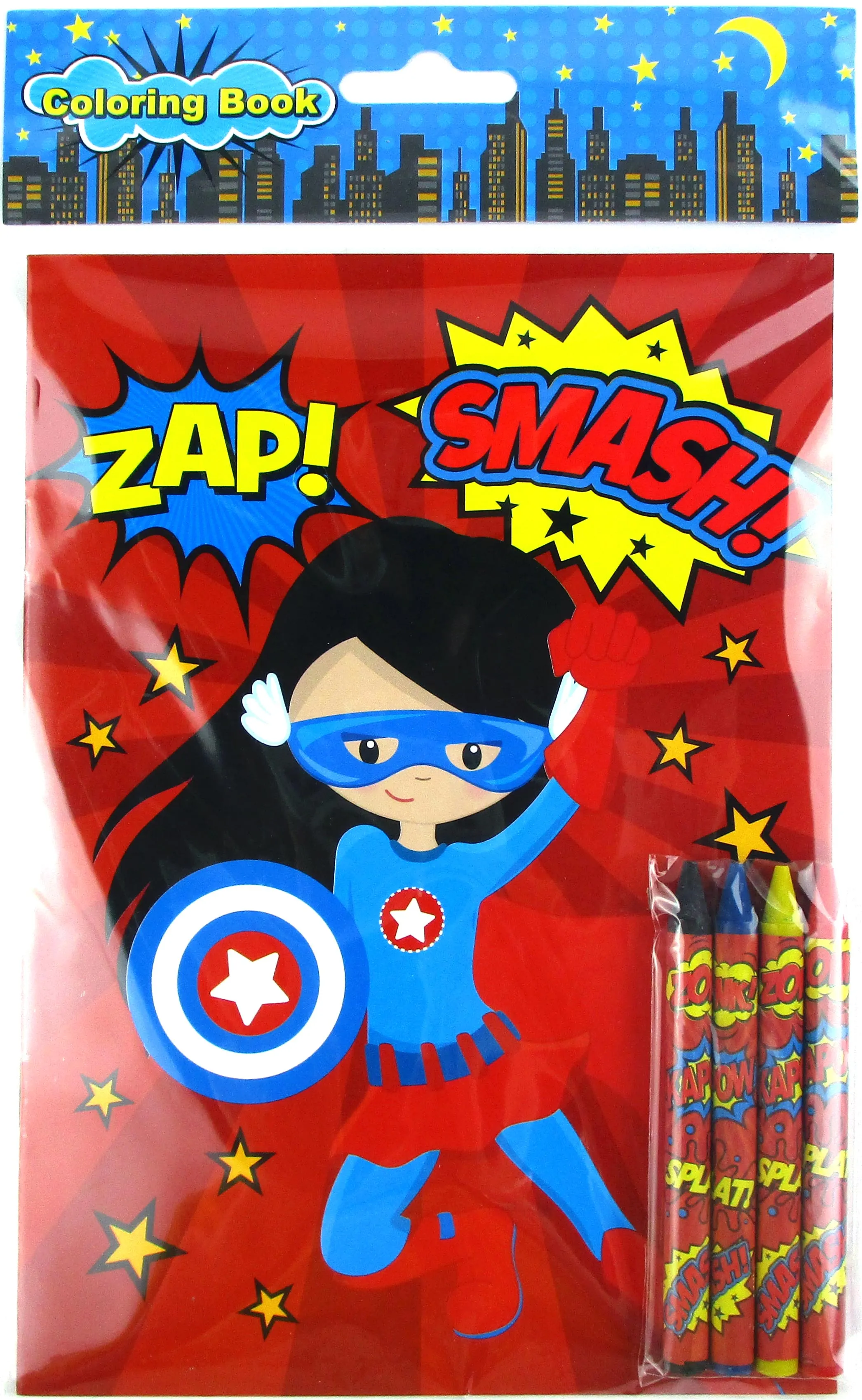 Superhero Coloring Books with Crayons Party Favors - Set of 6 or 12