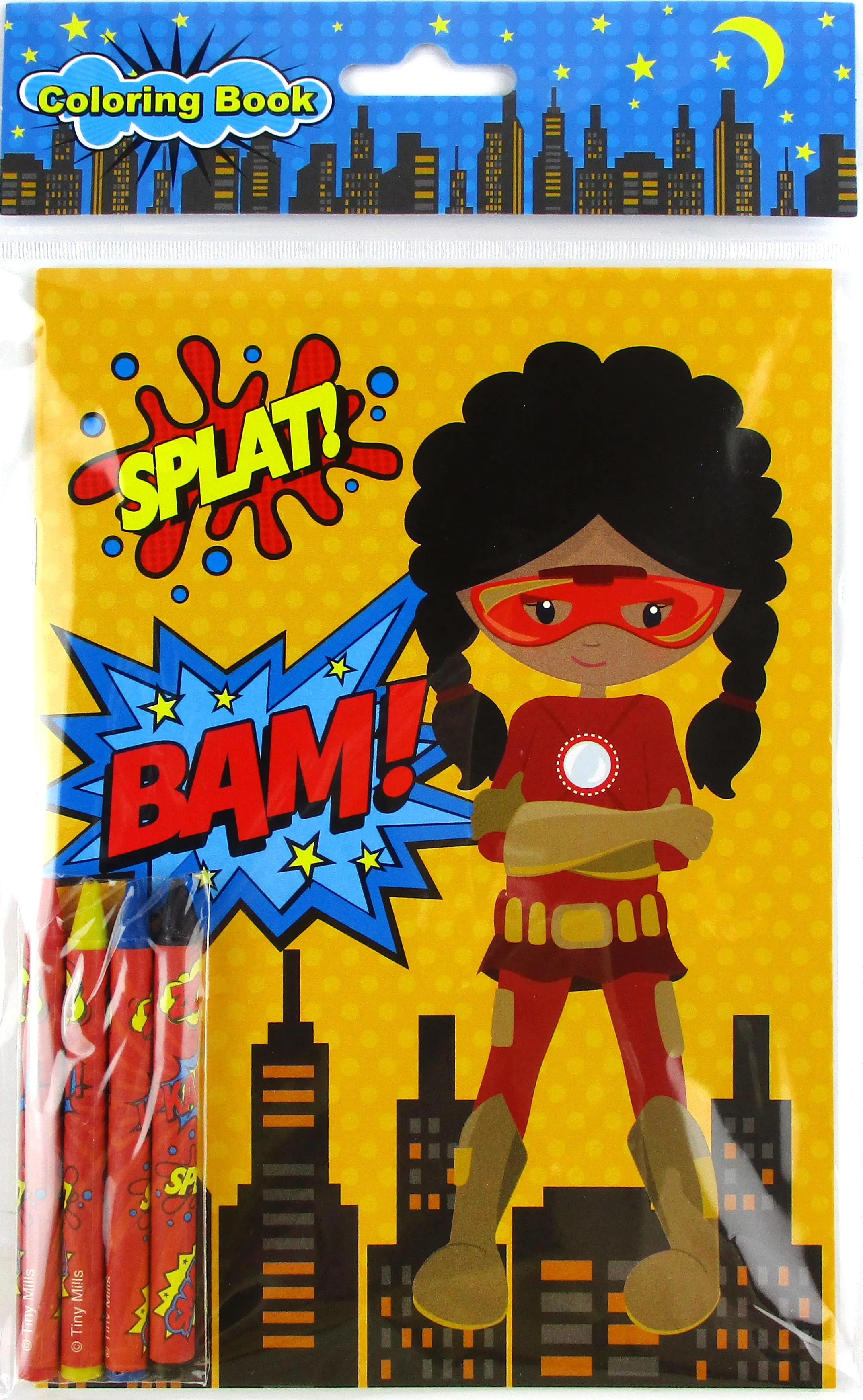 Superhero Coloring Books with Crayons Party Favors - Set of 6 or 12