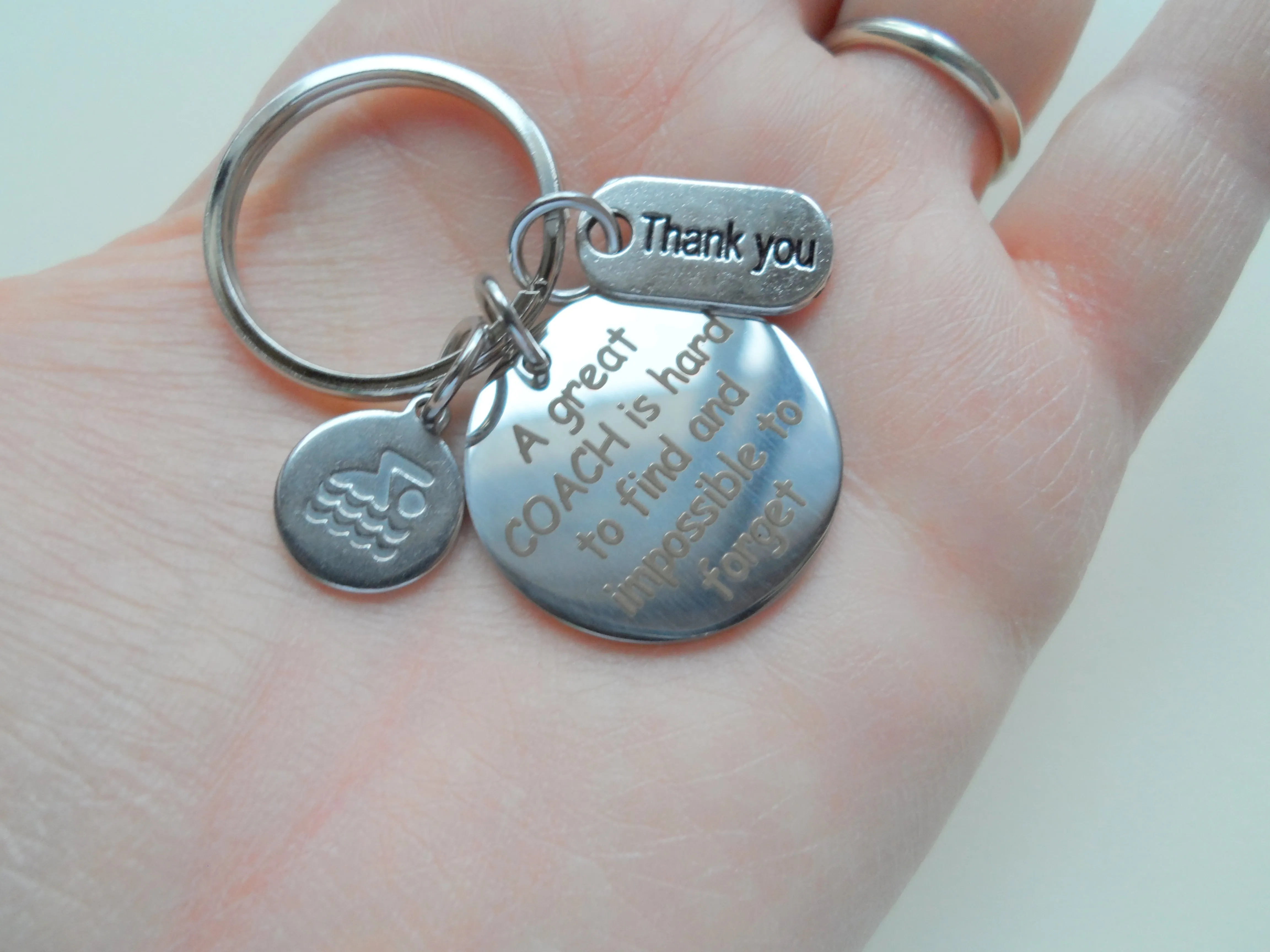 Swim Coach Appreciation Gift • Engraved "A Great Coach is Impossible to Forget" Keychain | Jewelry Everyday