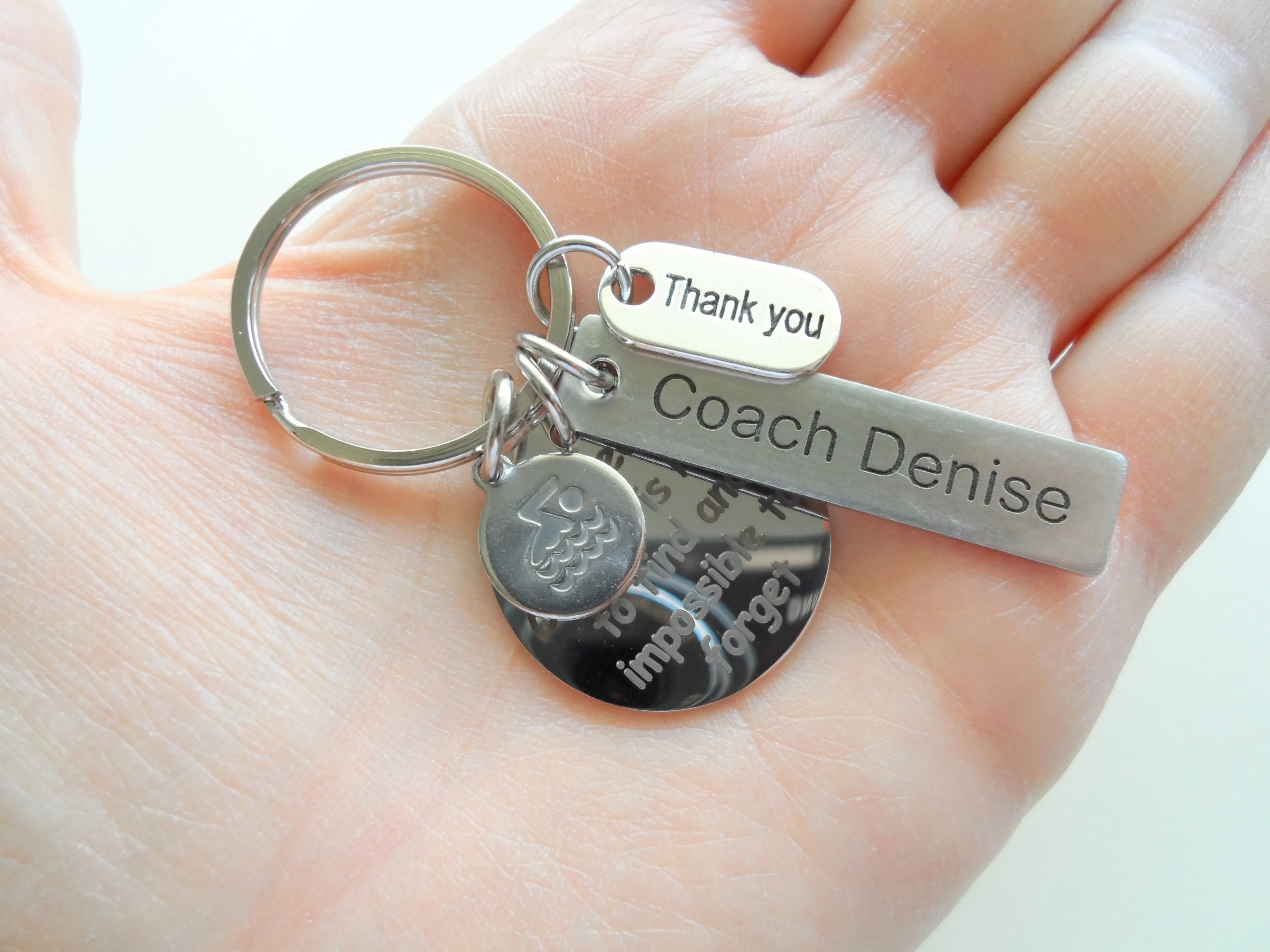 Swim Coach Appreciation Gift • Engraved "A Great Coach is Impossible to Forget" Keychain | Jewelry Everyday