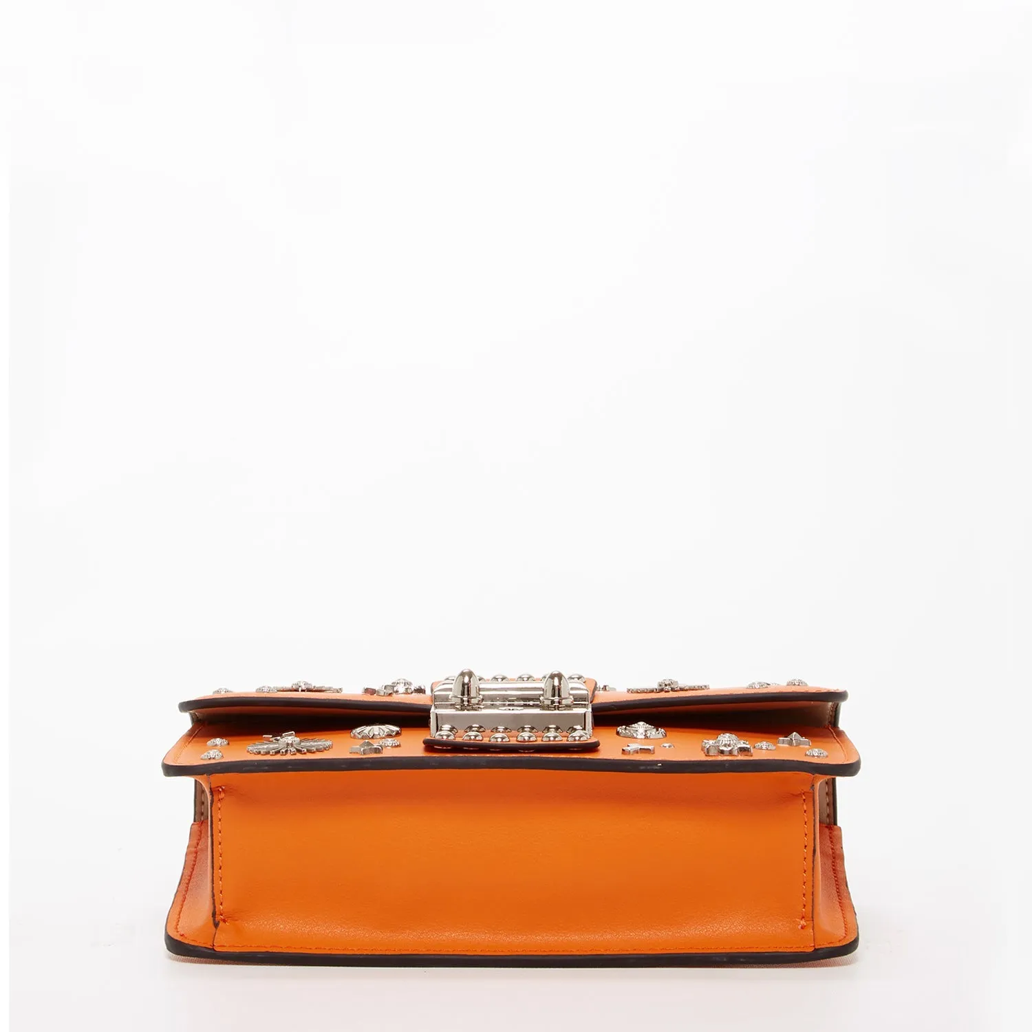 The Hollywood Studded Leather Crossbody Bag Orange