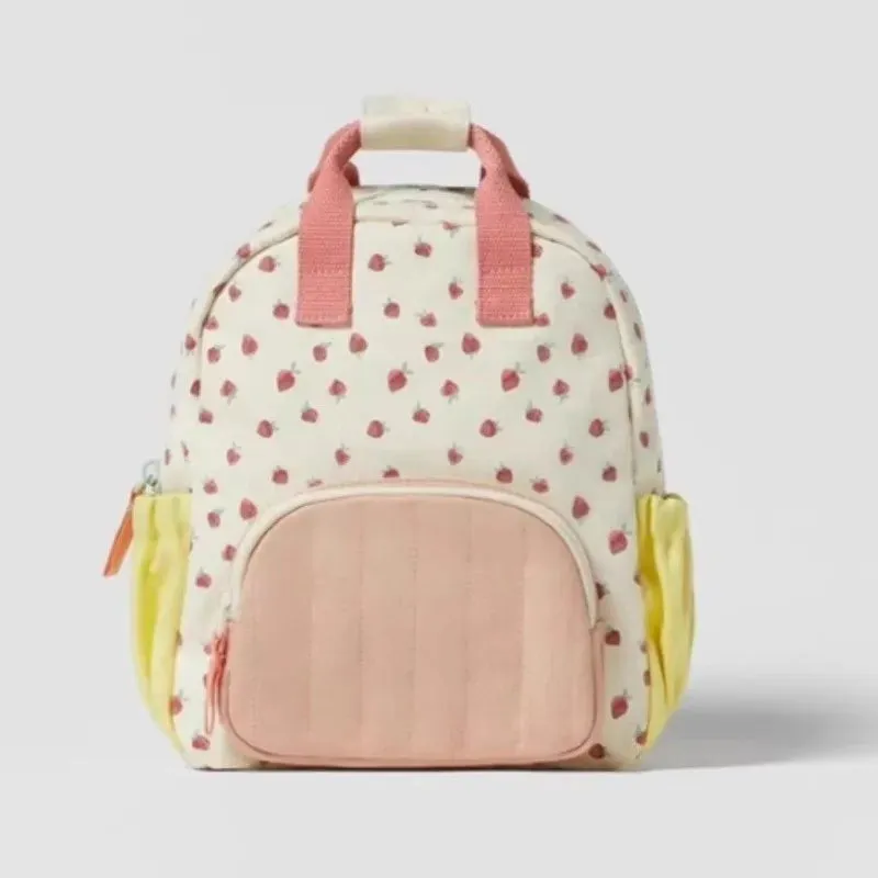 UAKISS  -  Kids Strawberry Printed Backpack Bag For Girls Children Daily Casual Cute School Bags Toddler New Style Trendy Minie Backpacks