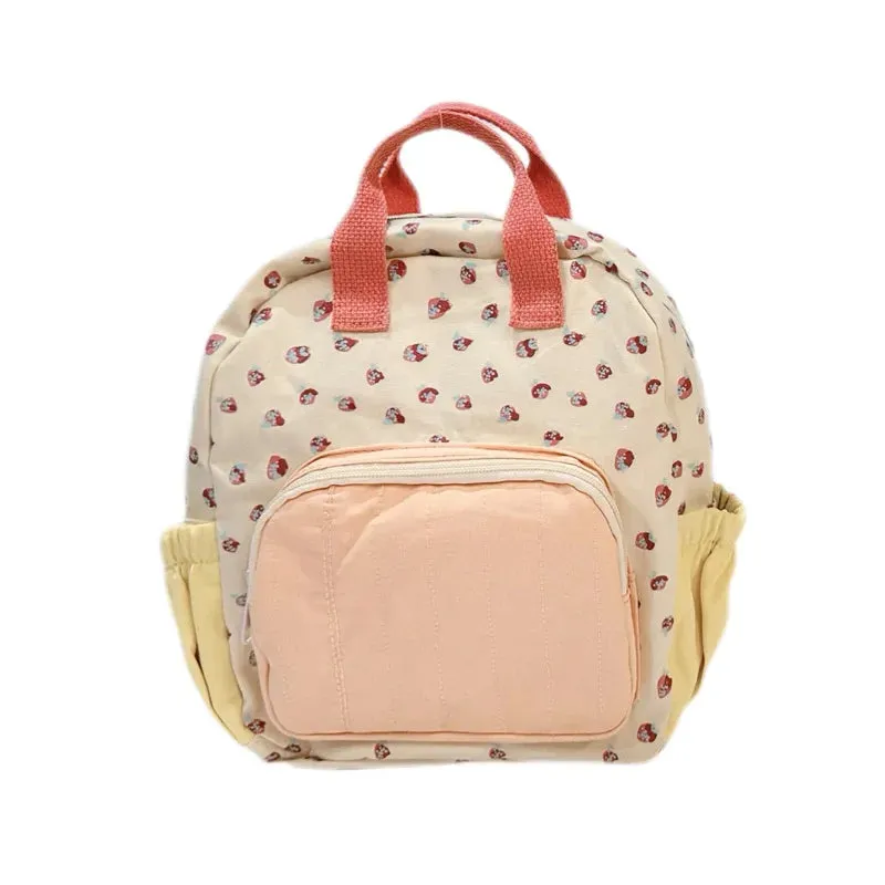 UAKISS  -  Kids Strawberry Printed Backpack Bag For Girls Children Daily Casual Cute School Bags Toddler New Style Trendy Minie Backpacks