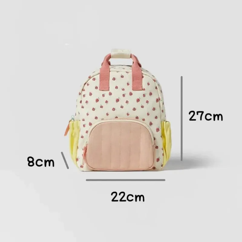 UAKISS  -  Kids Strawberry Printed Backpack Bag For Girls Children Daily Casual Cute School Bags Toddler New Style Trendy Minie Backpacks