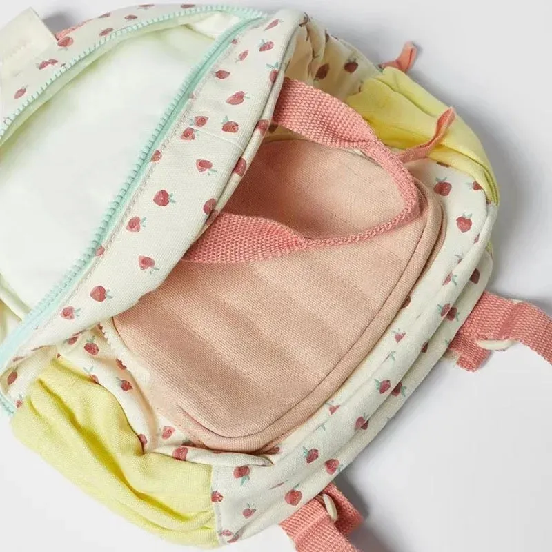 UAKISS  -  Kids Strawberry Printed Backpack Bag For Girls Children Daily Casual Cute School Bags Toddler New Style Trendy Minie Backpacks