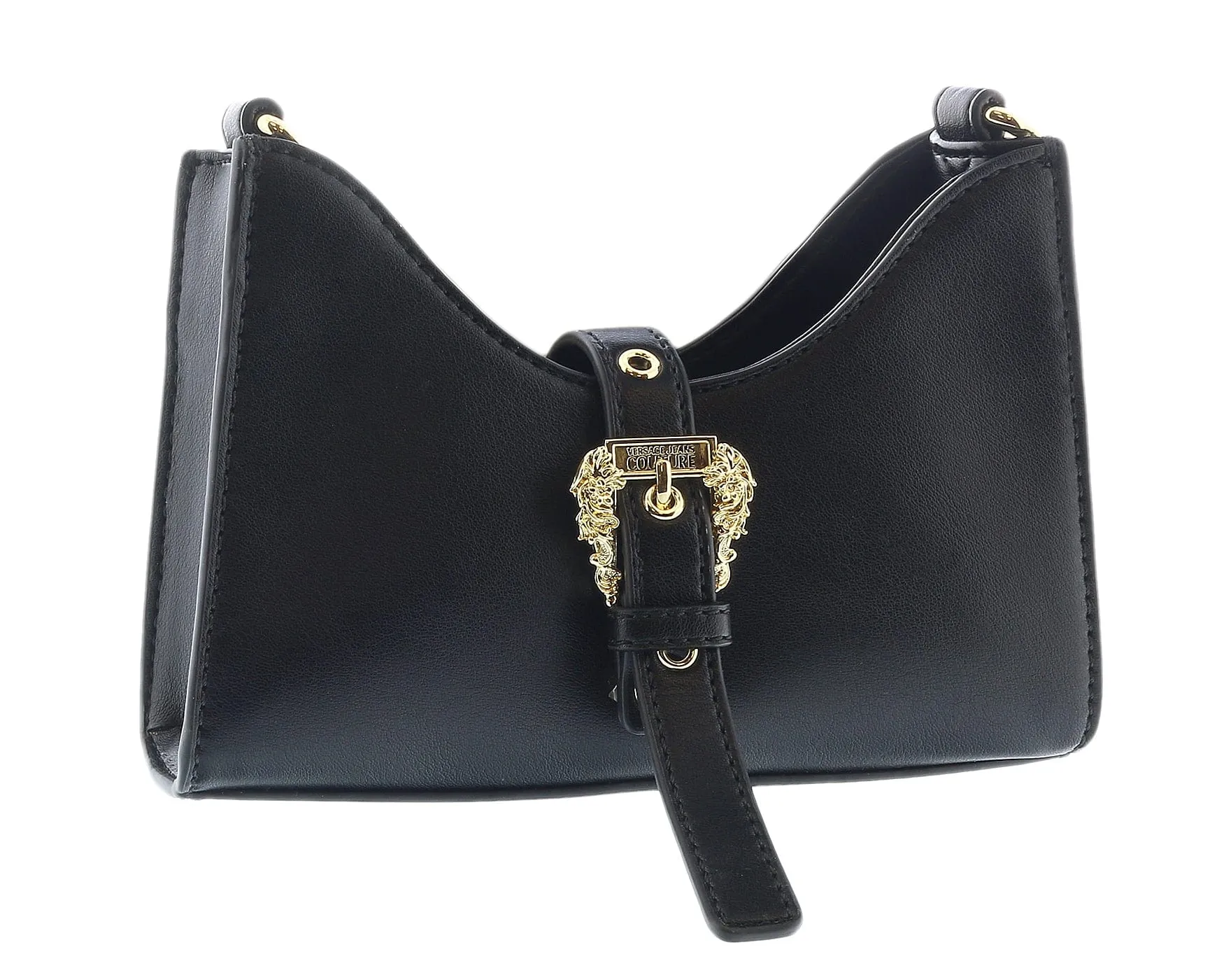 Versace Jeans Couture Black Small  Baroque Buckle Hobo Bag