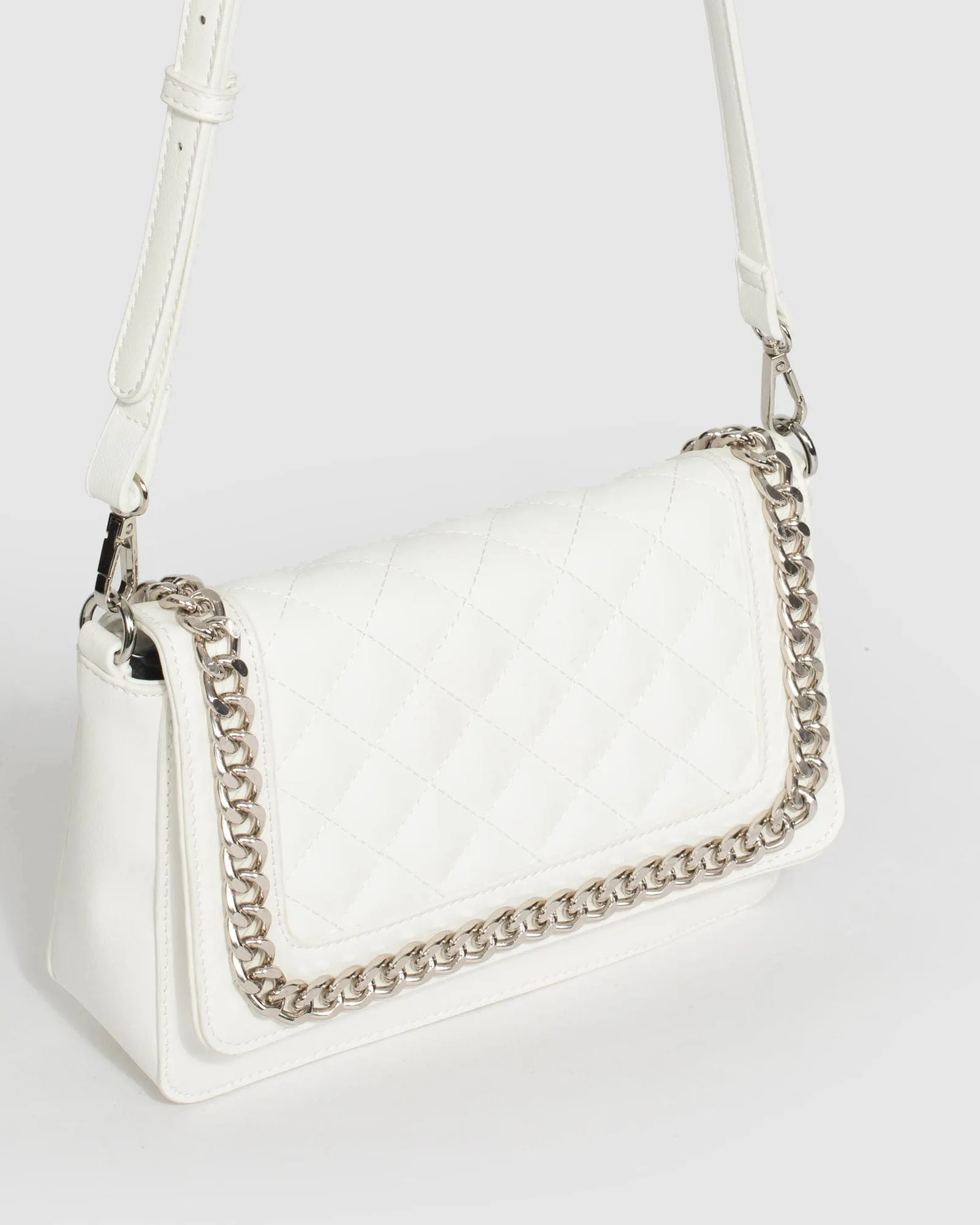 White Ivanna Chain Crossbody Bag