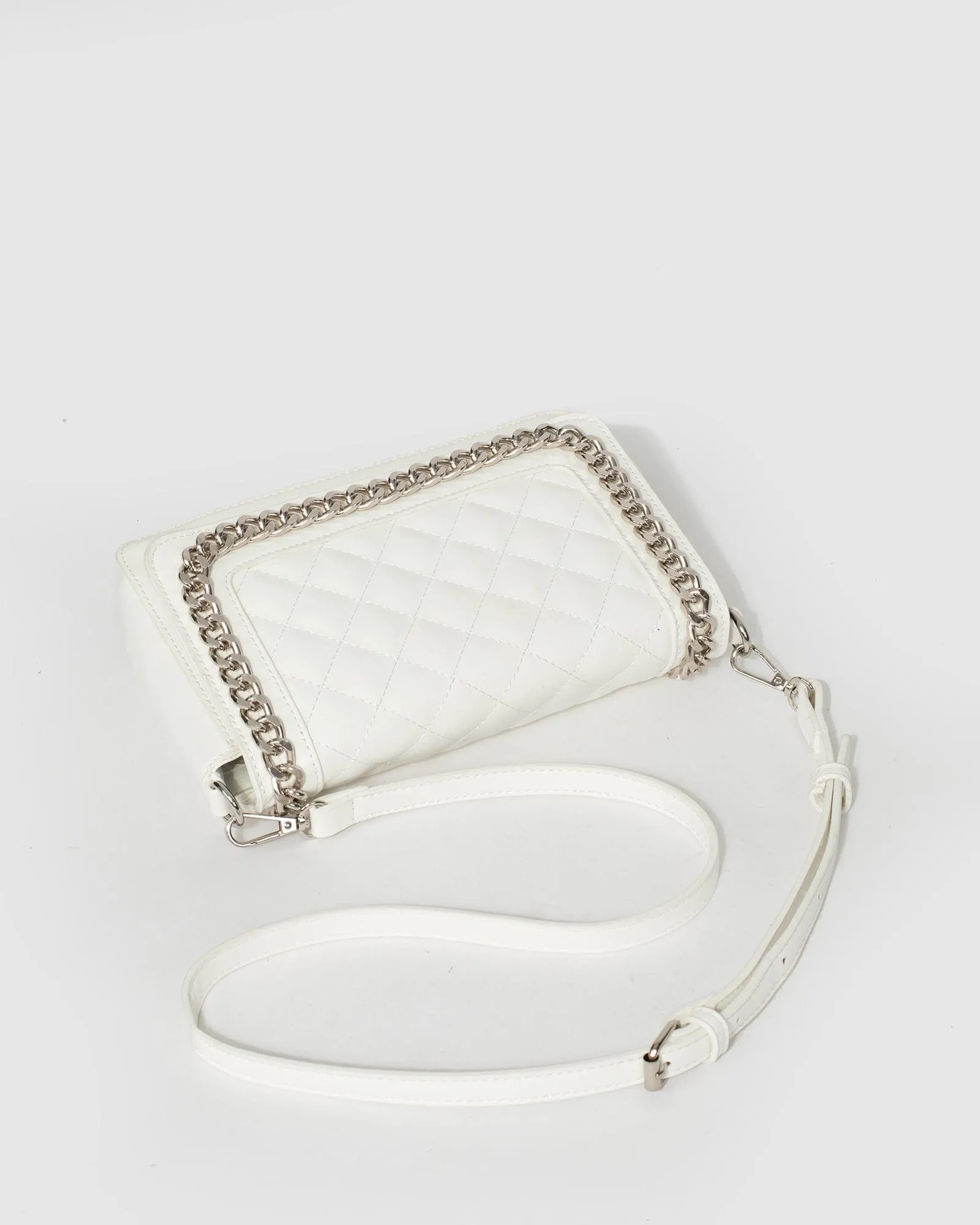 White Ivanna Chain Crossbody Bag