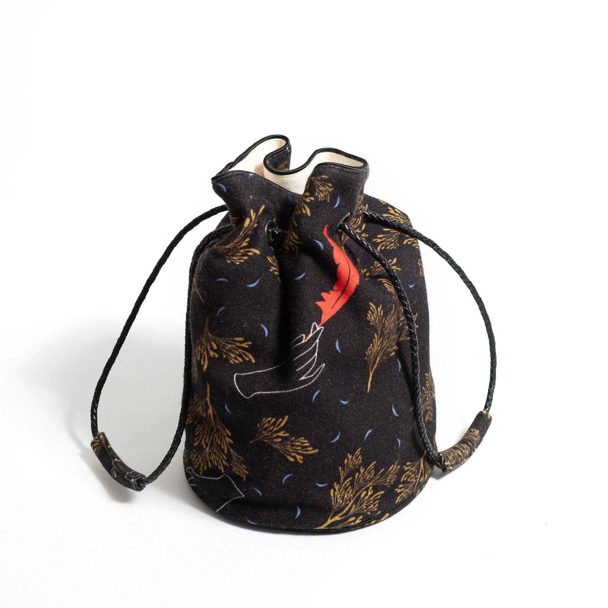 Wool 'Primrose Hill' Black small bucket bag