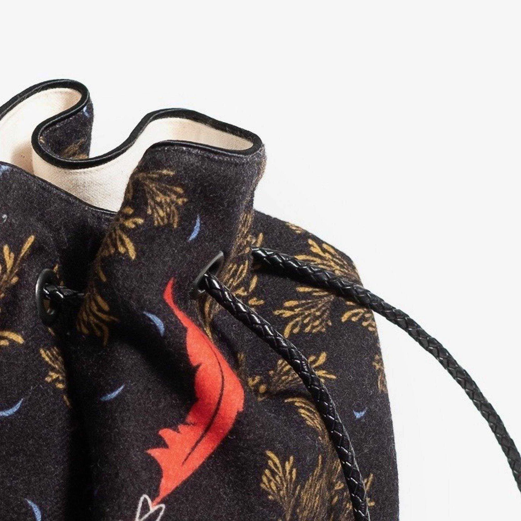 Wool 'Primrose Hill' Black small bucket bag