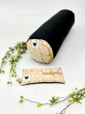 Yoga Bolster & Eye Pillow Set | Black & Gold Swirl