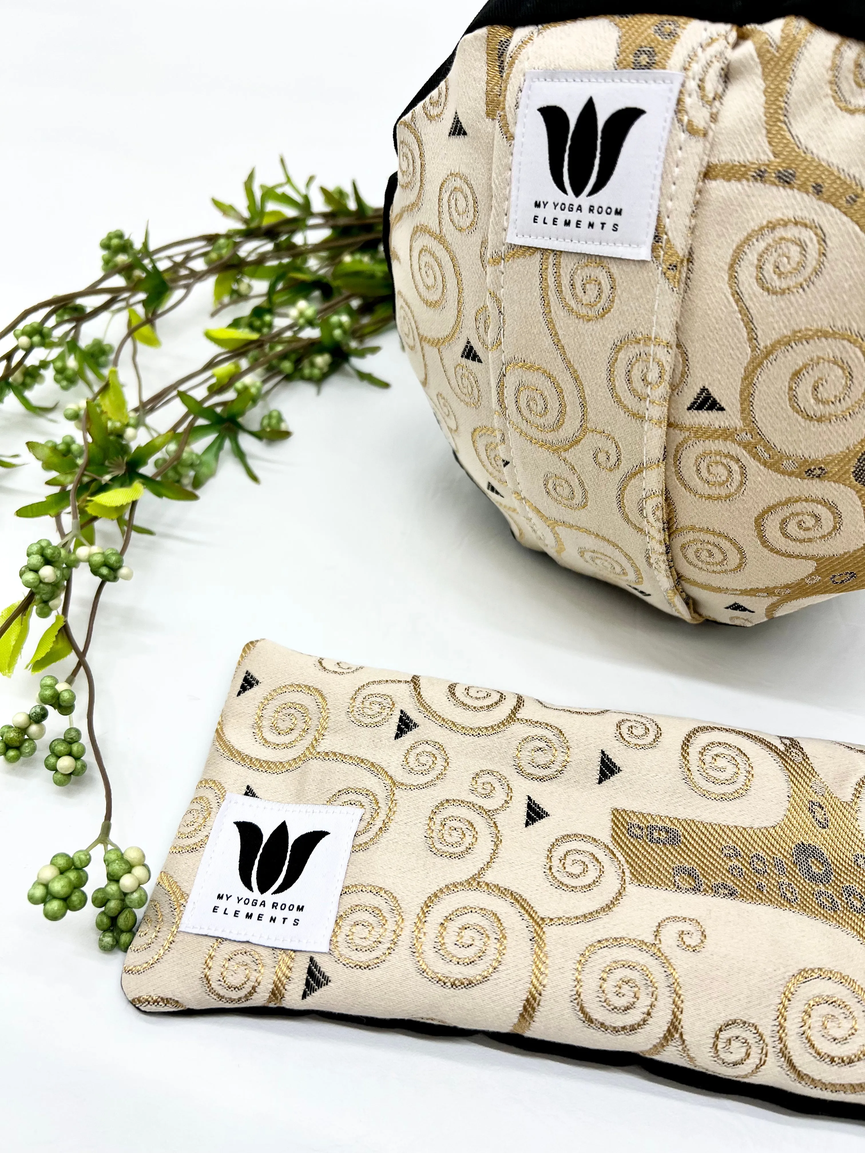Yoga Bolster & Eye Pillow Set | Black & Gold Swirl